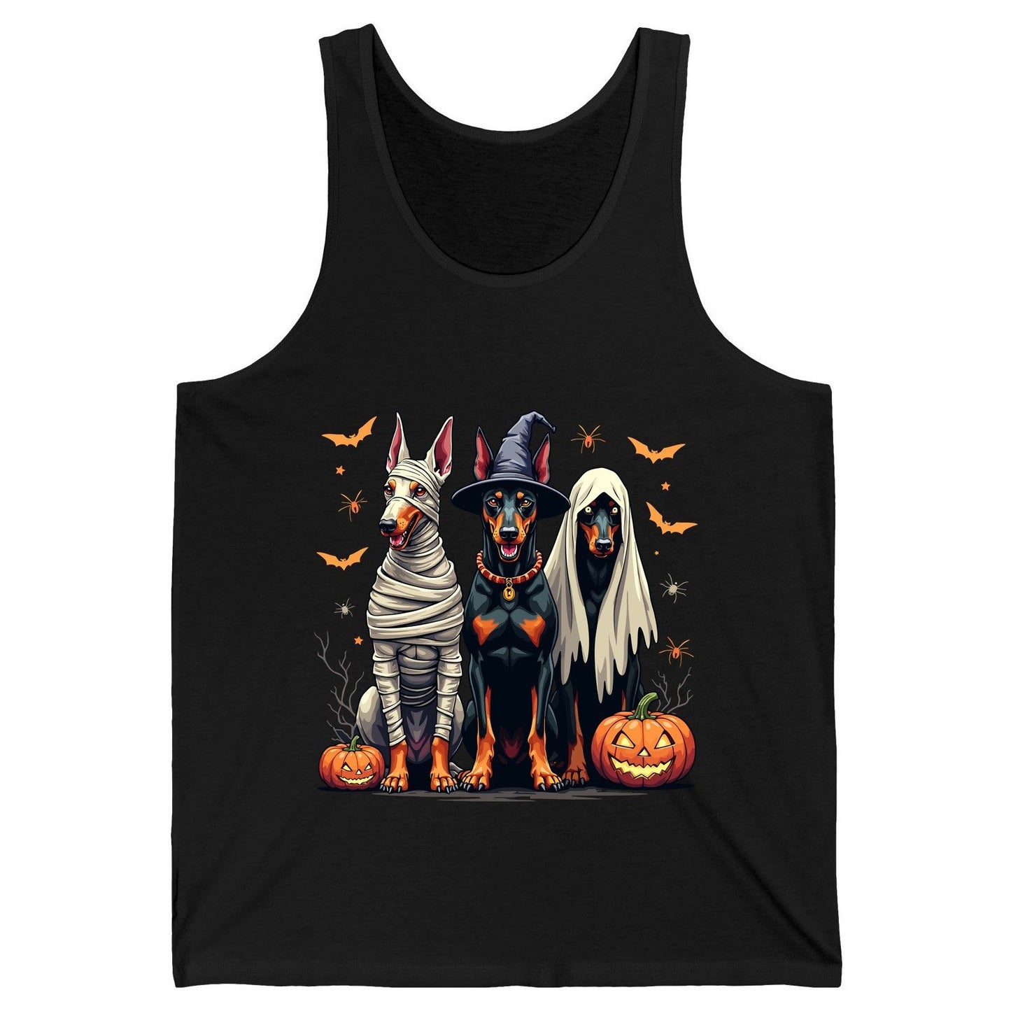 Halloween Doberman Trio doberman pinscher Tank Top Black product mockup
