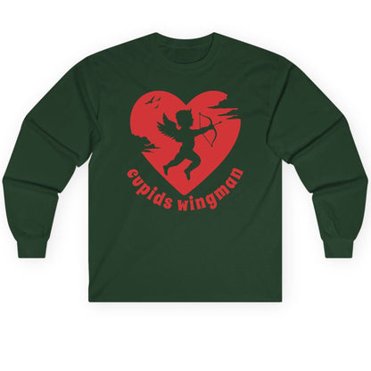 Cupids Wingman cupid Long Sleeve Tee Forest Green product mockup