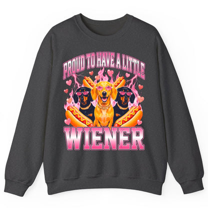 Proud to Have a Little Wiener dachshund Sweatshirt Dark Heather product mockup