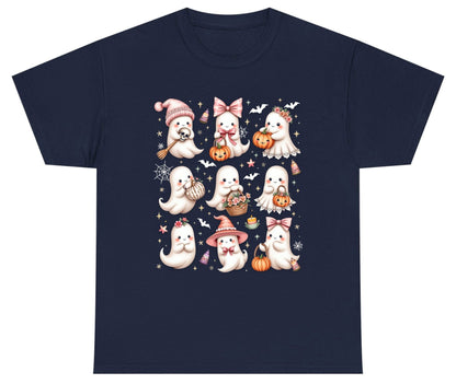 Cute Pink Halloween Ghosts cute Halloween ghosts Youth T-Shirt Navy product mockup