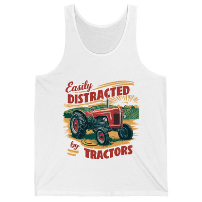 Easily Distracted by Tractors vintage tractor Tank Top White product mockup