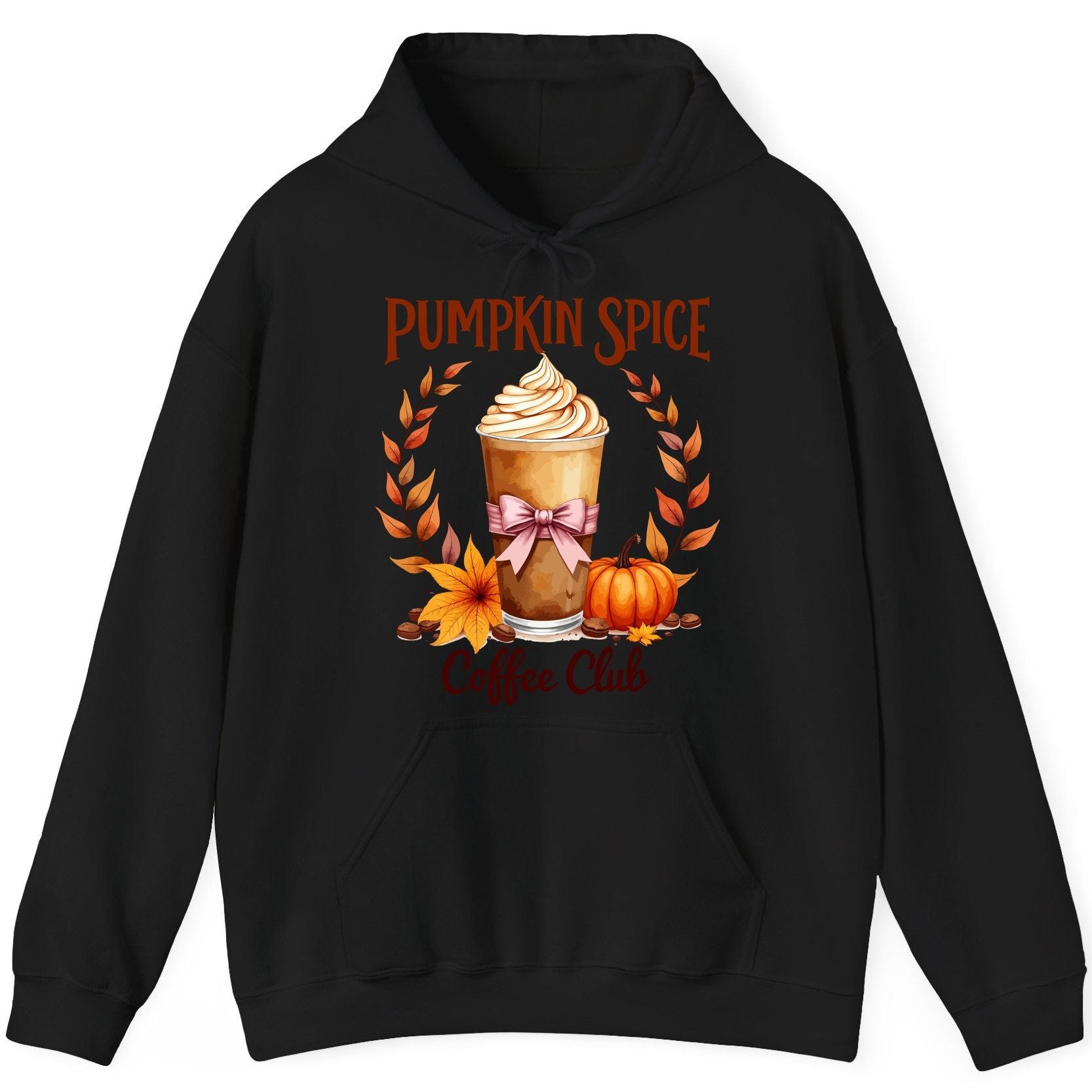 Pumpkin Spice Coffee Club pumpkin spice latte Hoodie Black product mockup