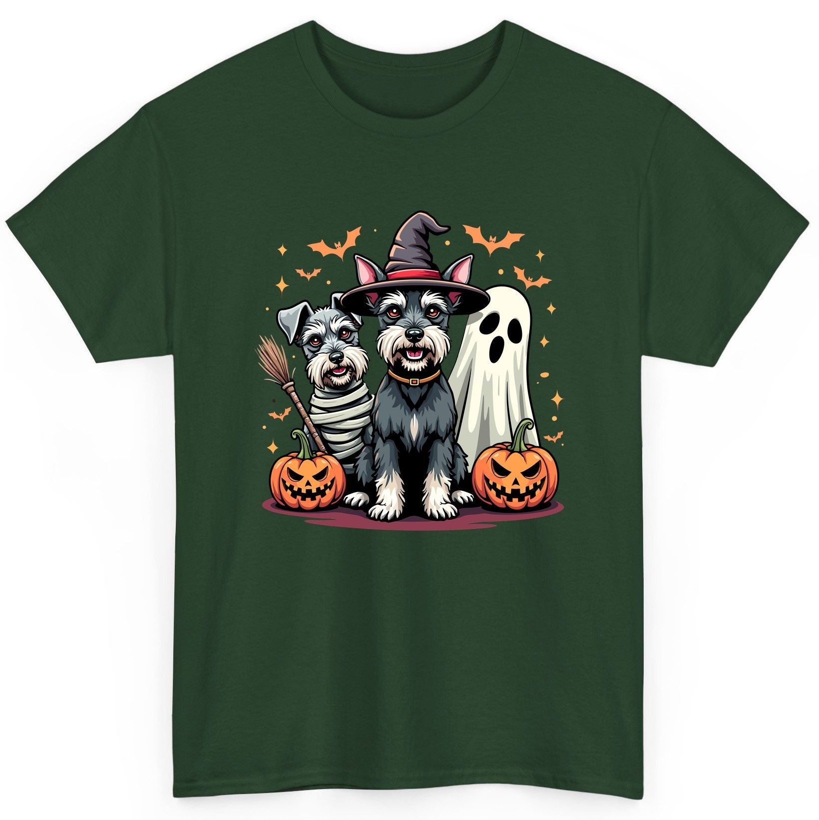 Halloween Schnauzer Dogs schnauzer dogs T-Shirt Forest Green product mockup