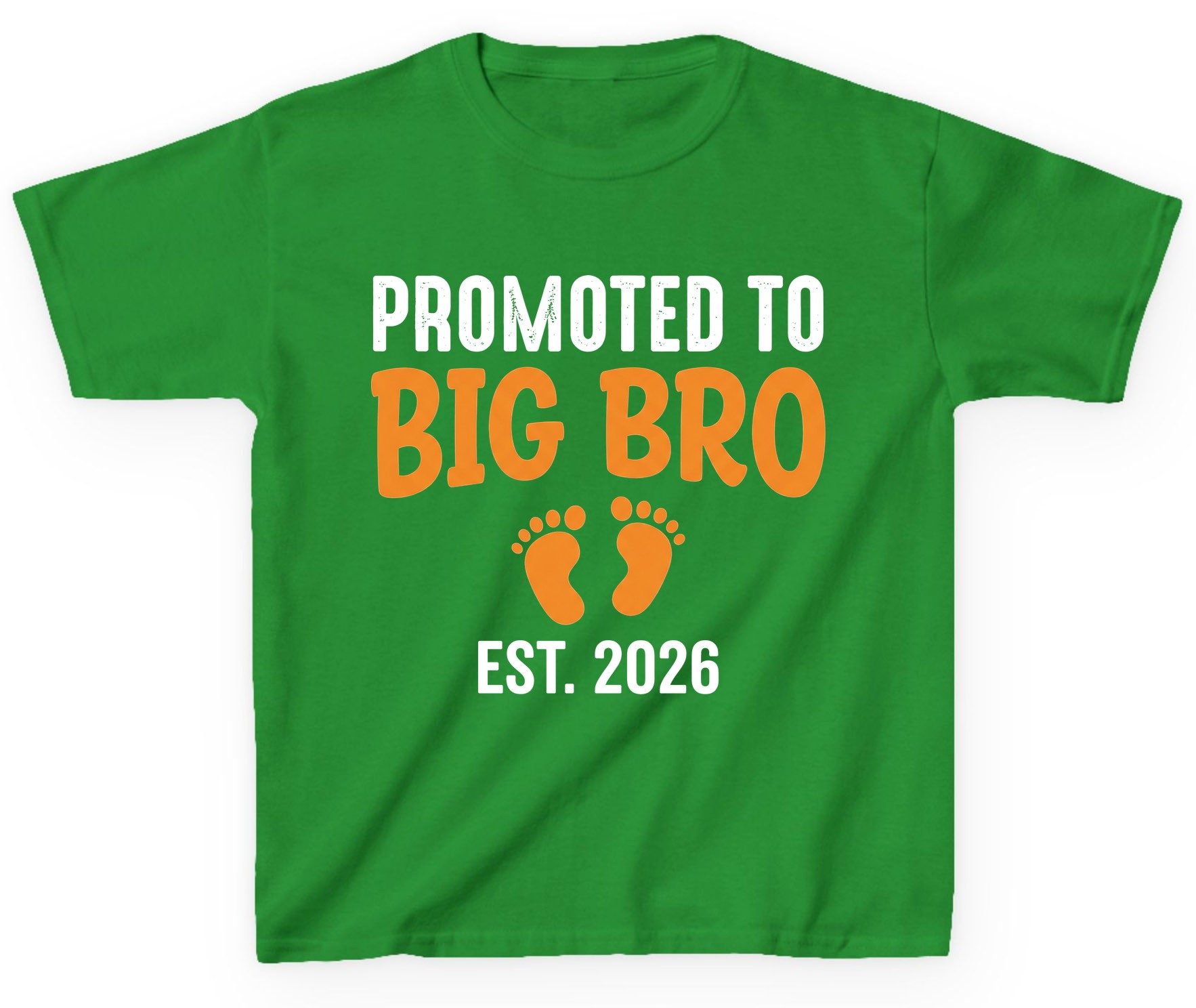 Promoted TO BIG BRO EST 2026 Pregnancy Announcement Youth T-Shirt - product mockup - Irish Green