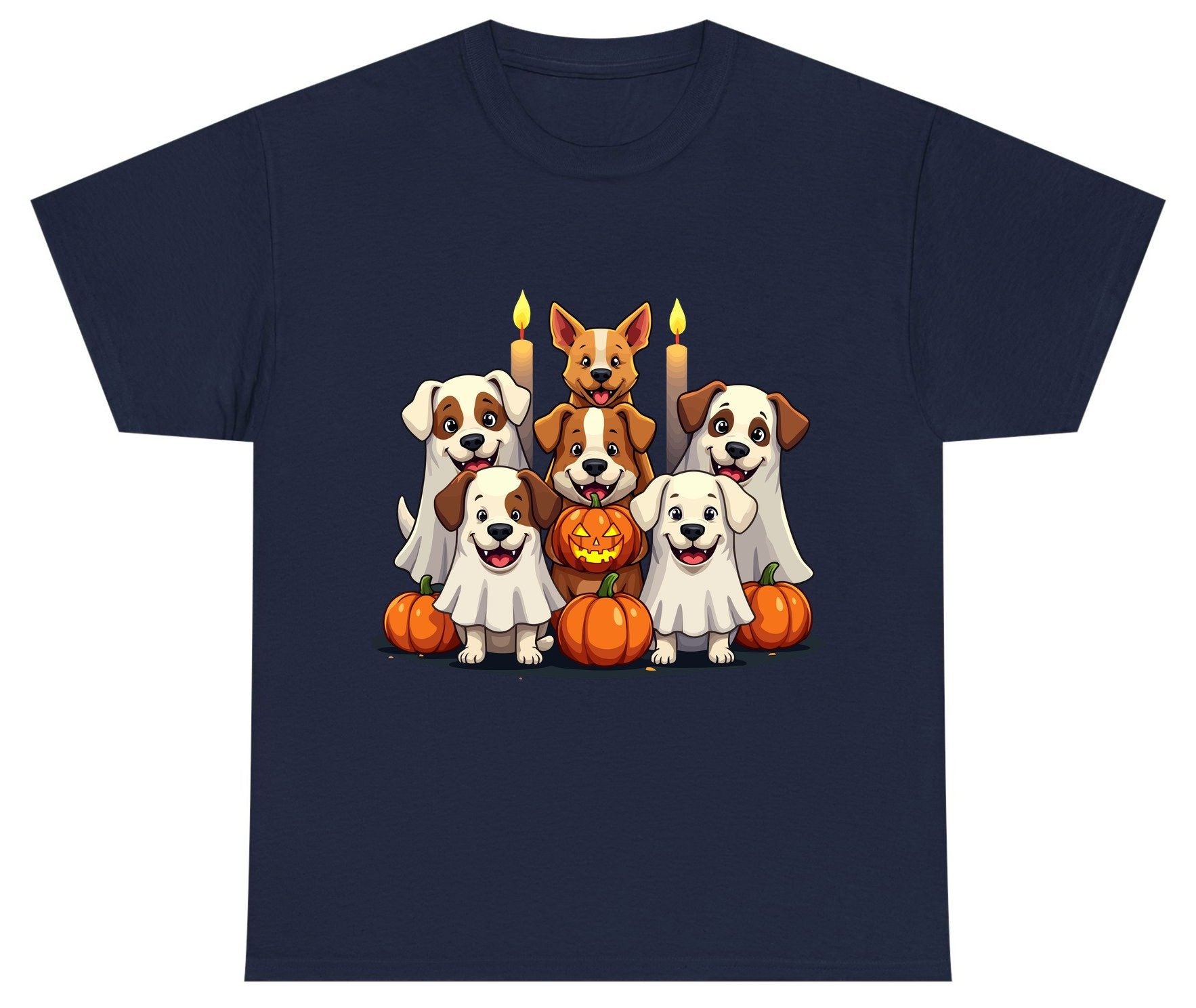 Cute Ghost Dogs Halloween Halloween dogs Youth T-Shirt Navy product mockup
