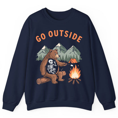 Go Outside funny bear Sweatshirt Navy product mockup
