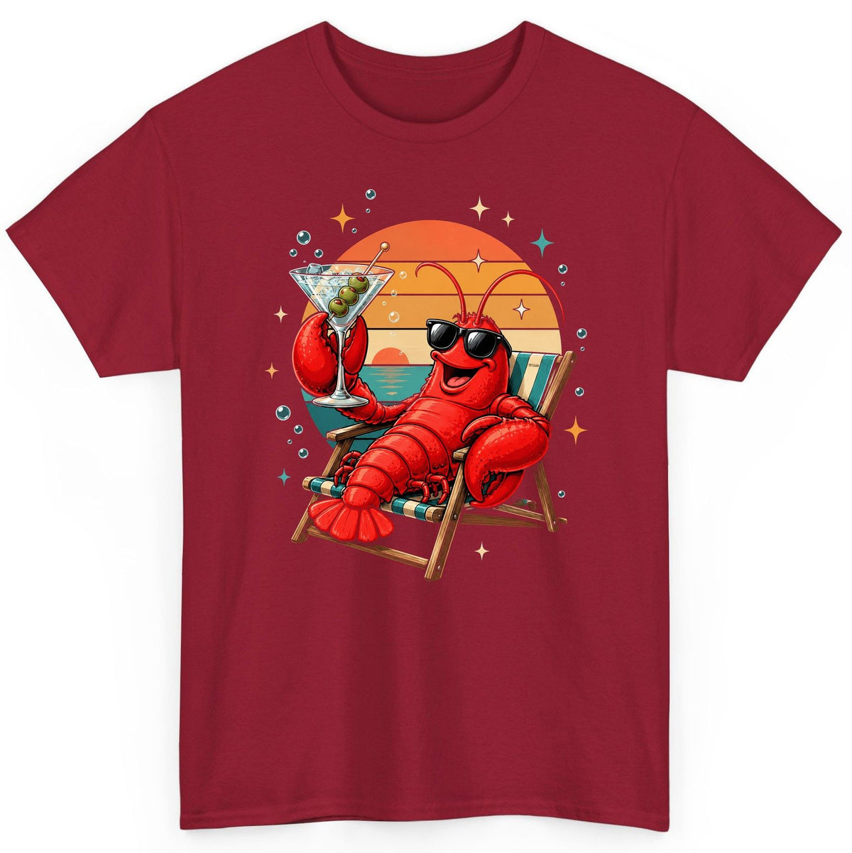 Funny Lobster Drinking Martini lobster T-Shirt Cardinal Red product mockup