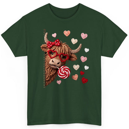Crochet Valentine's Highland Cow highland cow T-Shirt Forest Green product mockup