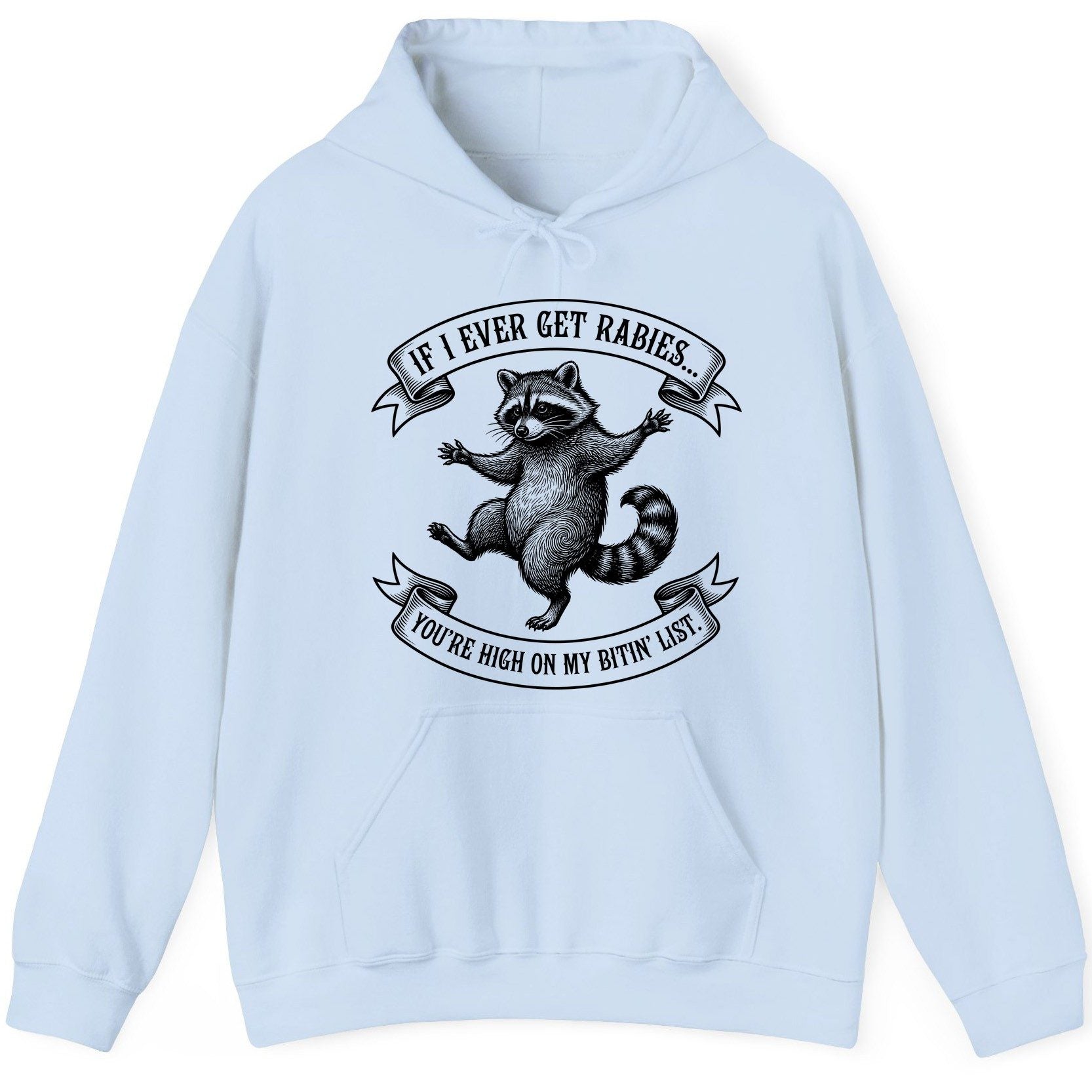 Subtle Raccoon Sketch raccoon Hoodie Light Blue product mockup