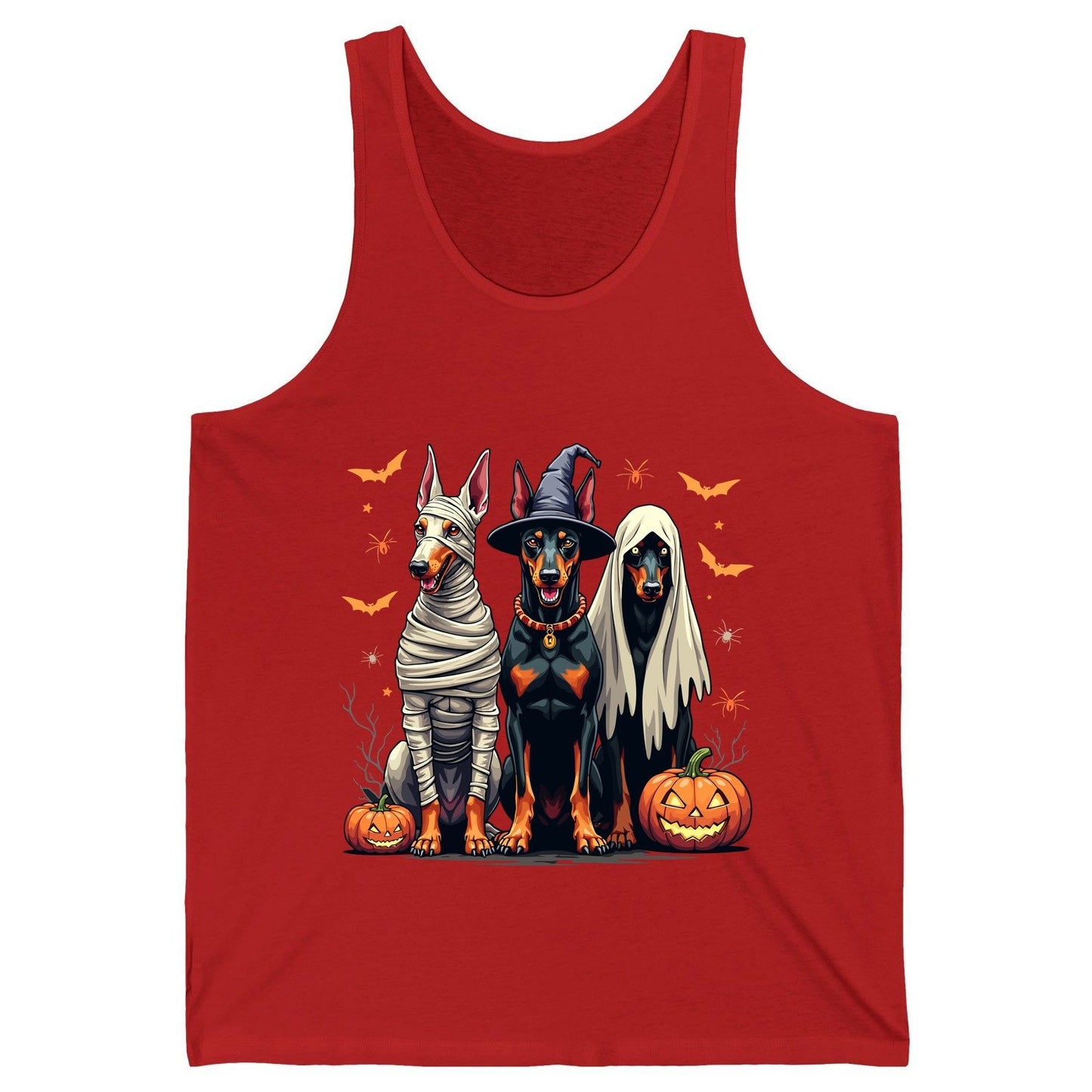 Halloween Doberman Trio doberman pinscher Tank Top Red product mockup