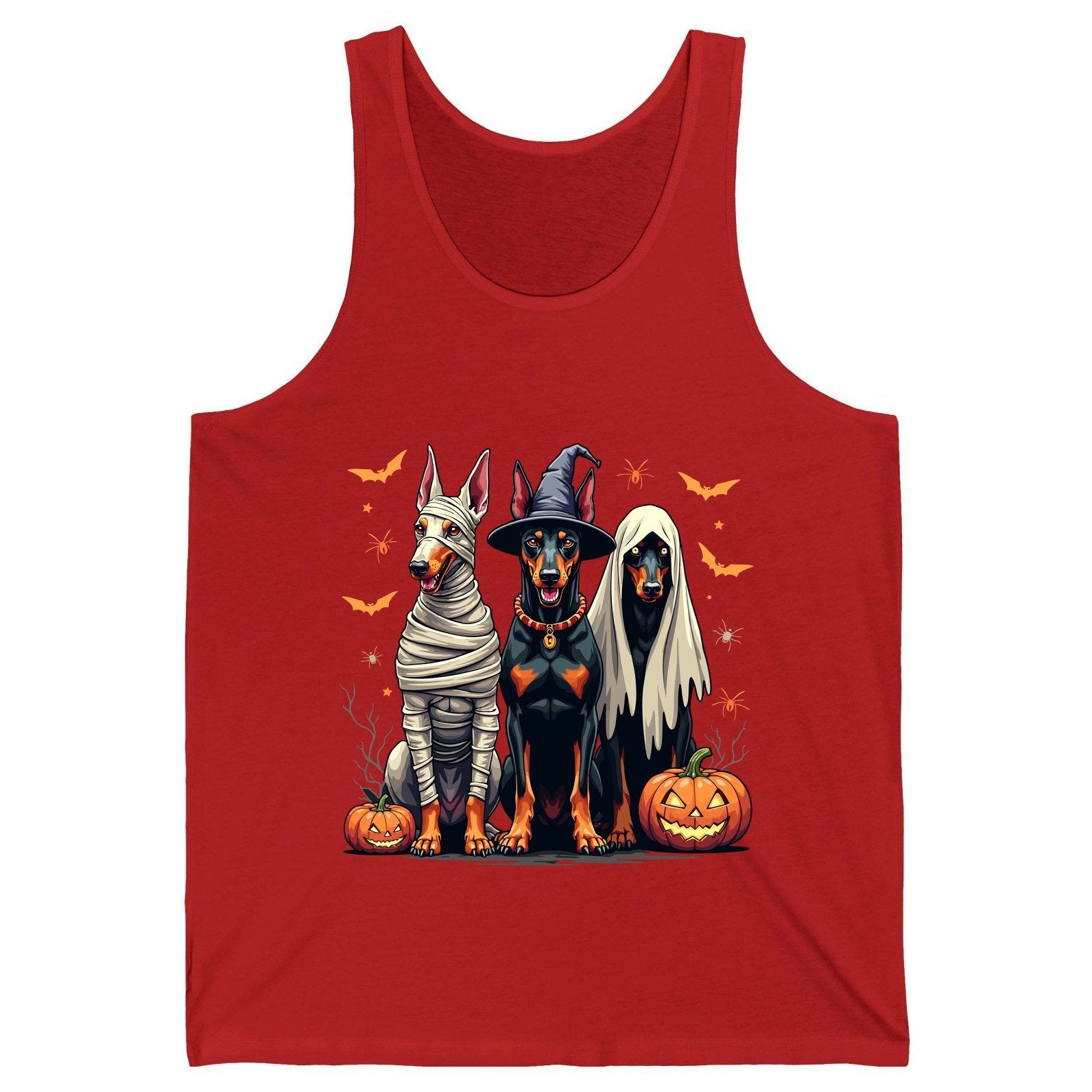 Halloween Doberman Trio doberman pinscher Tank Top Red product mockup
