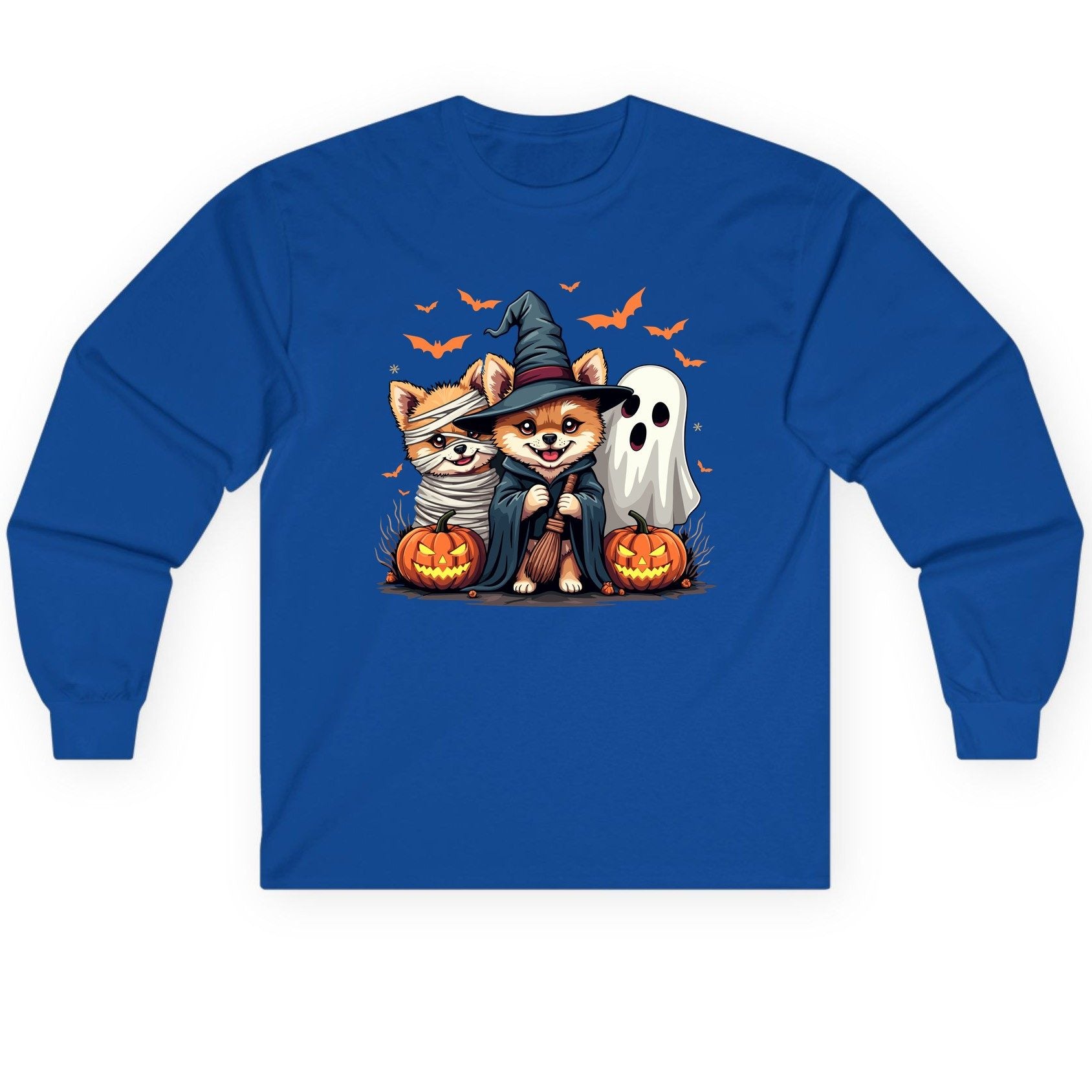 Cute Halloween Corgi Dogs Halloween corgis Long Sleeve Tee Royal product mockup