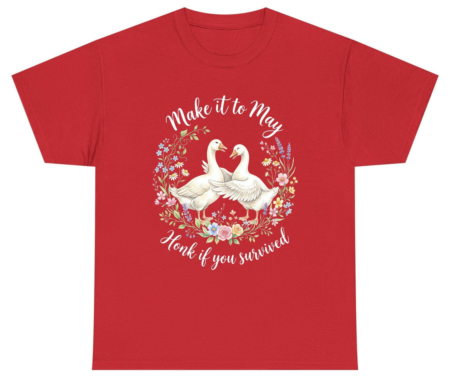 Make It to May Honk If You Survived Funny Geese Youth T-Shirt - product mockup - Red