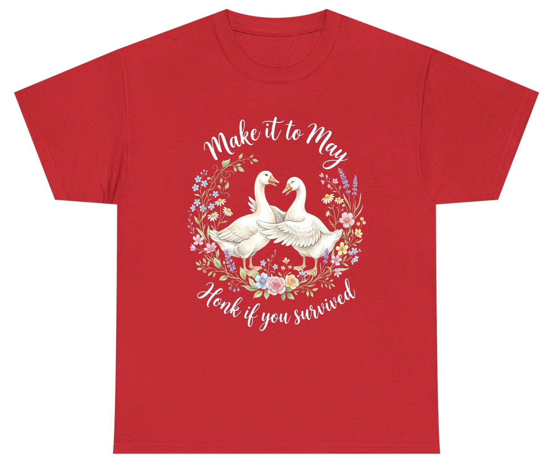 Make It to May Honk If You Survived Funny Geese Youth T-Shirt - product mockup - Red