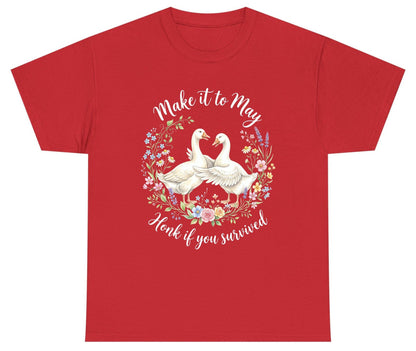 Make It to May Honk If You Survived Funny Geese Youth T-Shirt - product mockup - Red