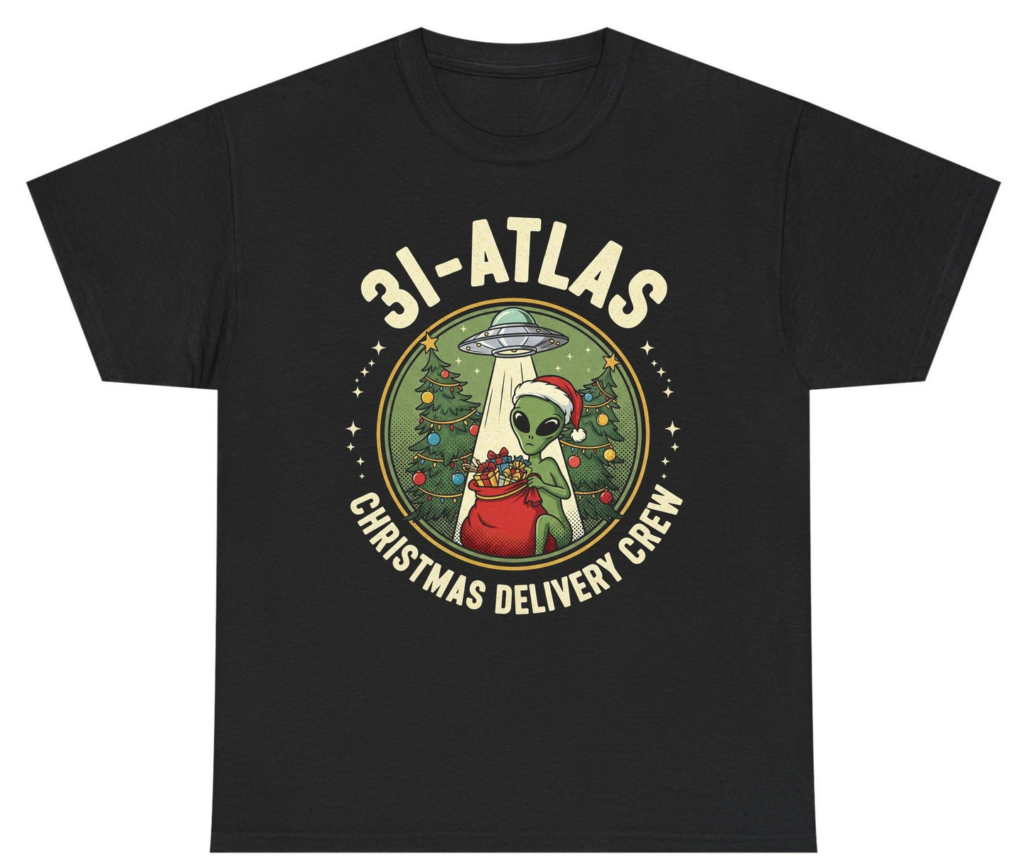 31-Atlas Christmas Delivery Crew alien Christmas Youth T-Shirt Black product mockup