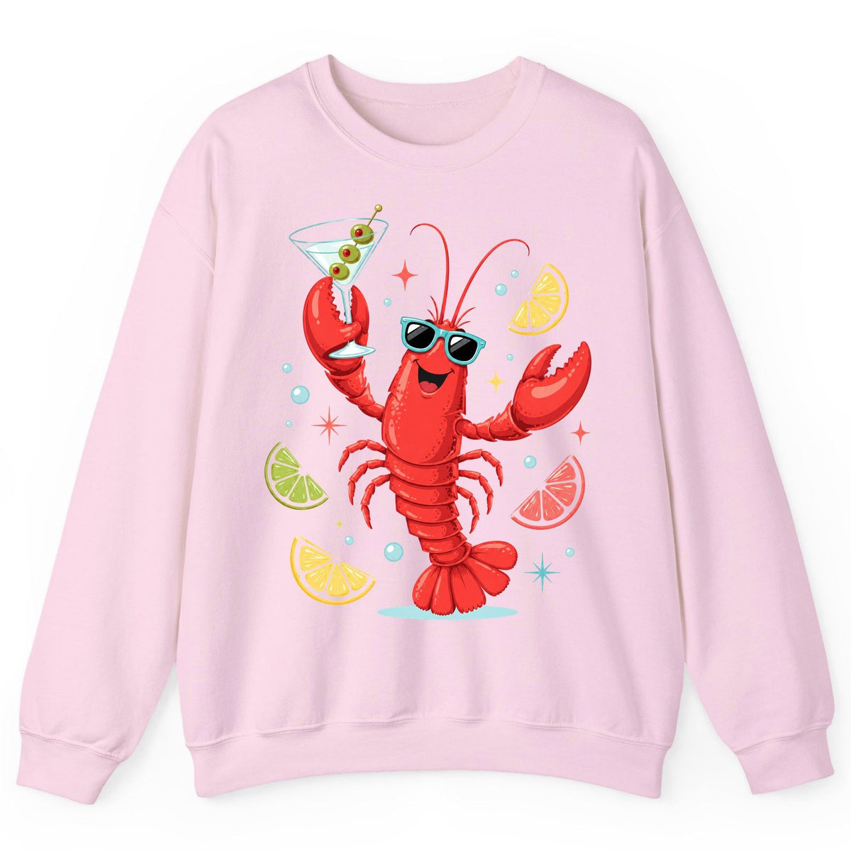 Cartoon Lobster Party lobster Sweatshirt Light Pink product mockup