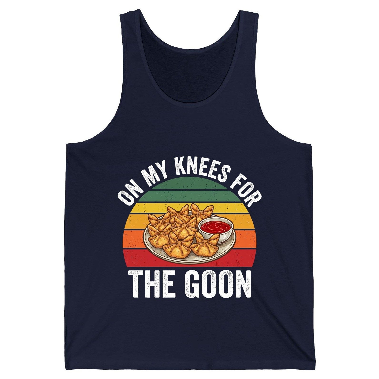 On My Knees for the Goon crab rangoon Tank Top Navy product mockup