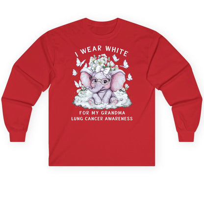 I Wear White for My Grandma Lung Cancer Awareness lung cancer awareness Long Sleeve Tee Red product mockup
