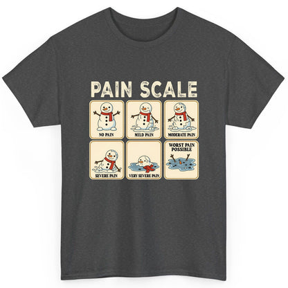 Pain Scale No Pain Mild Pain Moderate Pain Severe Pain Very Severe Pain Worst Pain Possible snowman T-Shirt Dark Heather