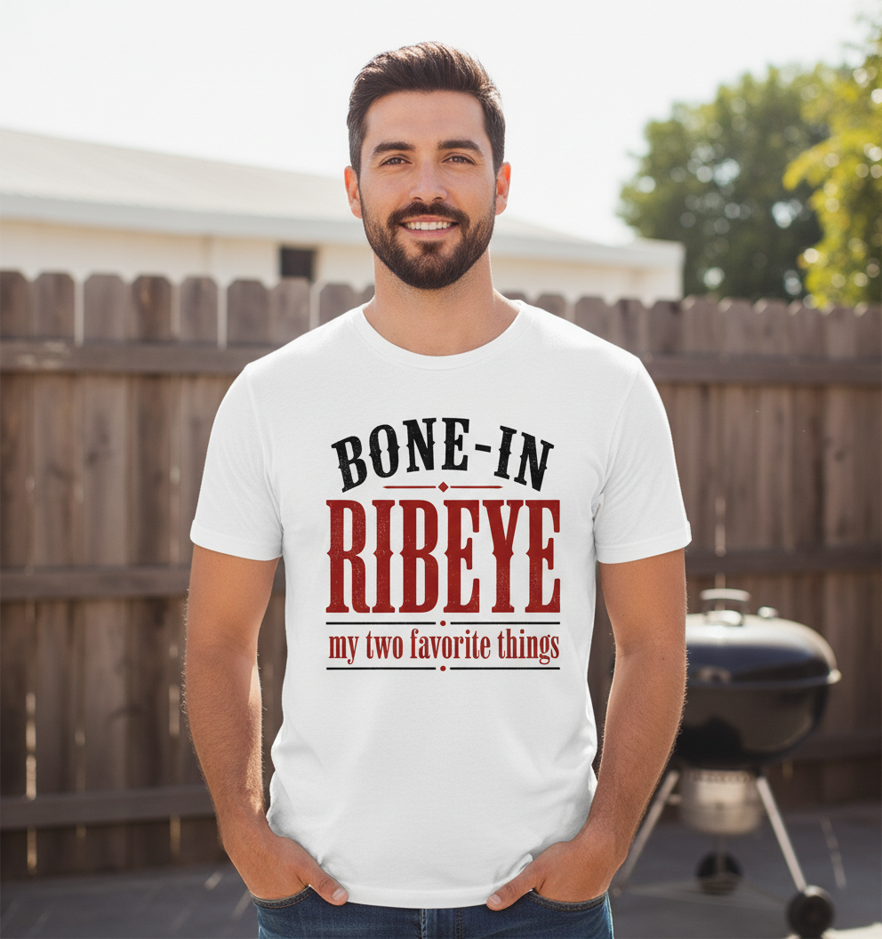 Bone-In Ribeye Steak Humor T-Shirt - White