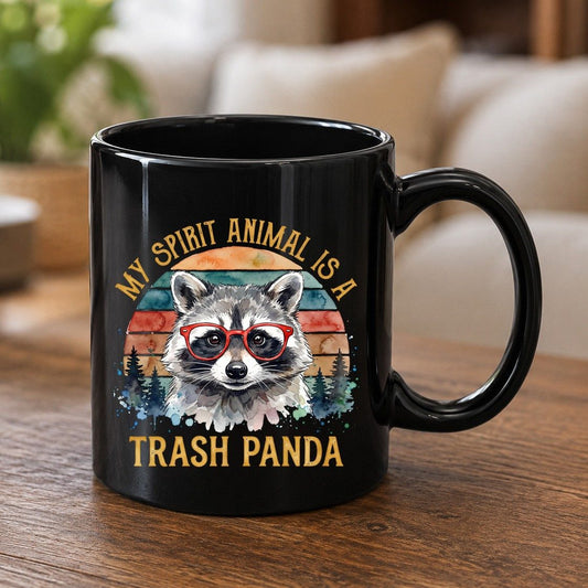 My Spirit Animal Is a Trash Panda raccoon Black Mug Black product mockup