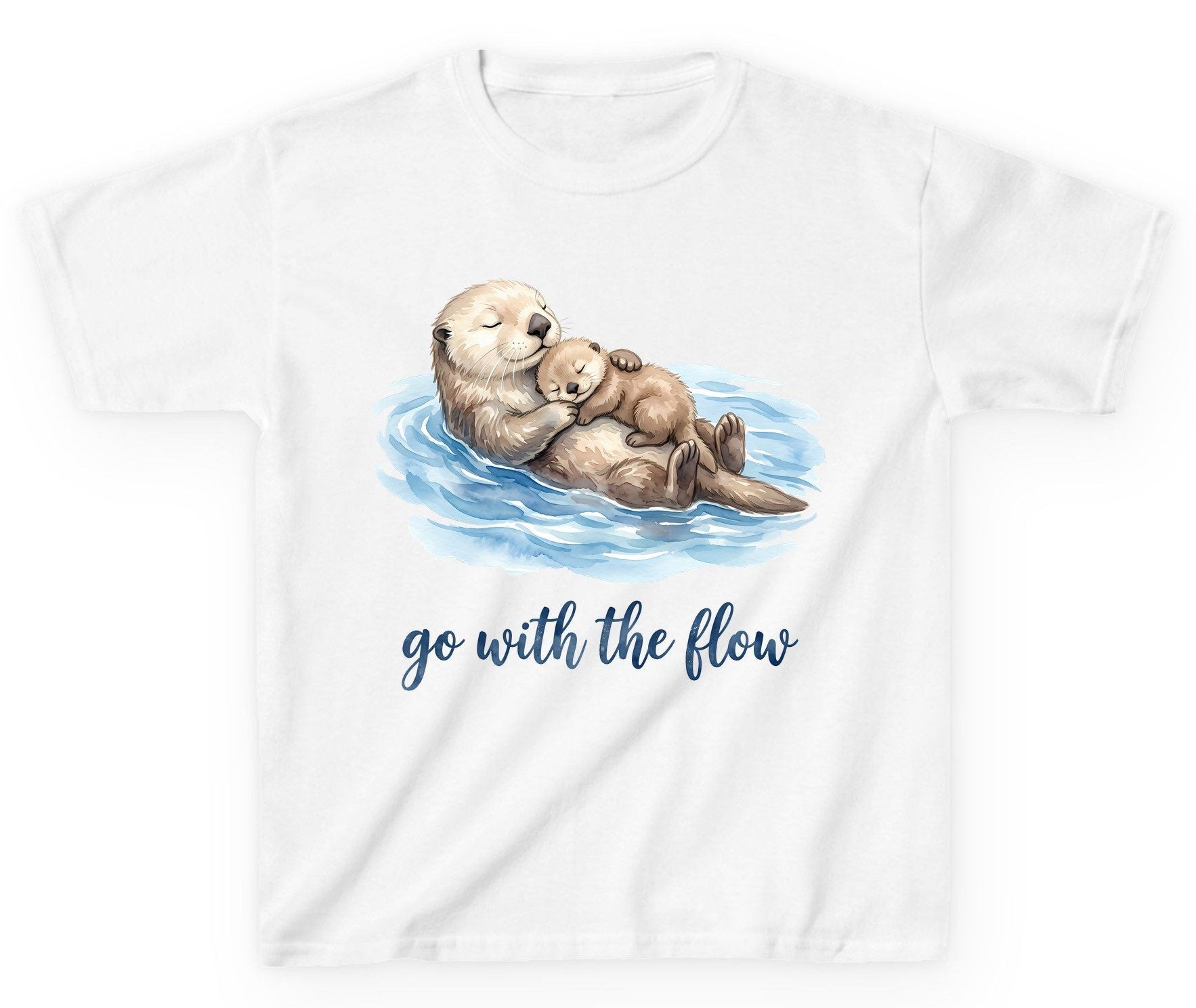 Go with the Flow Sea Otters Youth T-Shirt - product mockup - White