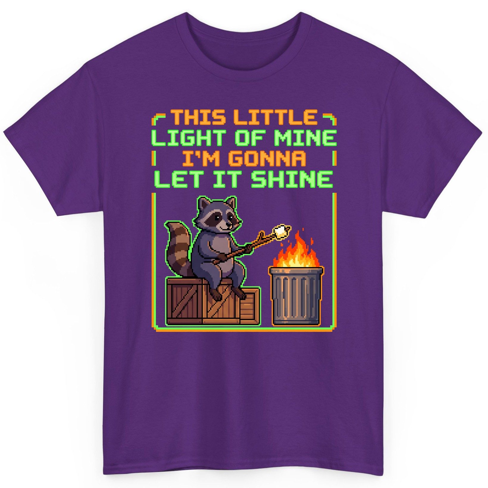 THIS LITTLE LIGHT OF MINE I'M GONNA LET IT SHINE Raccoon T-Shirt Purple product mockup