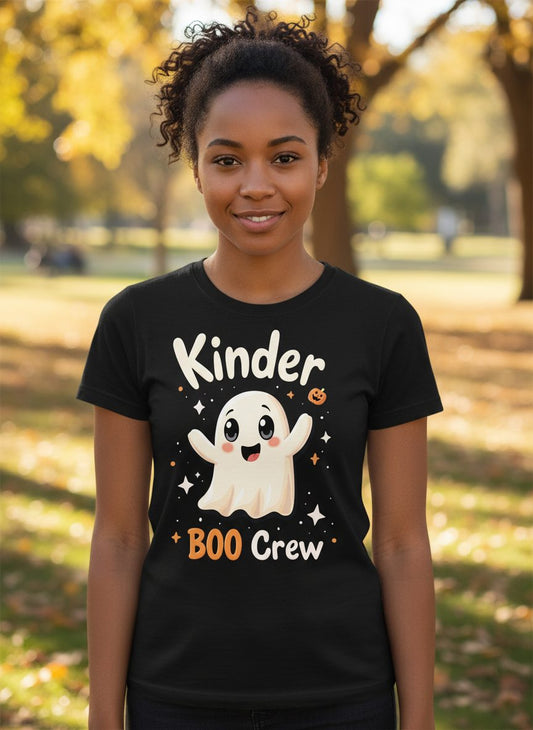 Kinder Boo Crew cute ghost Youth T-Shirt Black lifestyle mockup