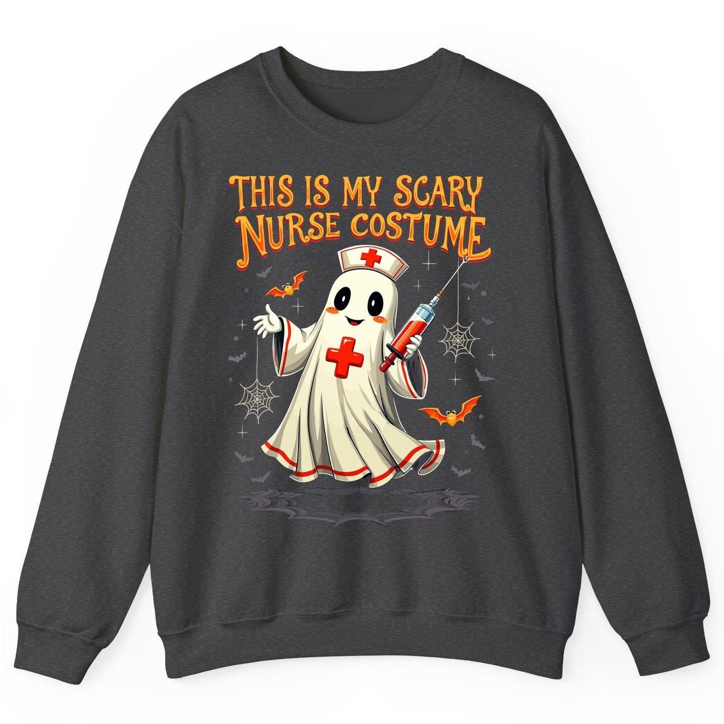 This Is My Scary Nurse Costume Halloween ghost nurse Sweatshirt Dark Heather product mockup