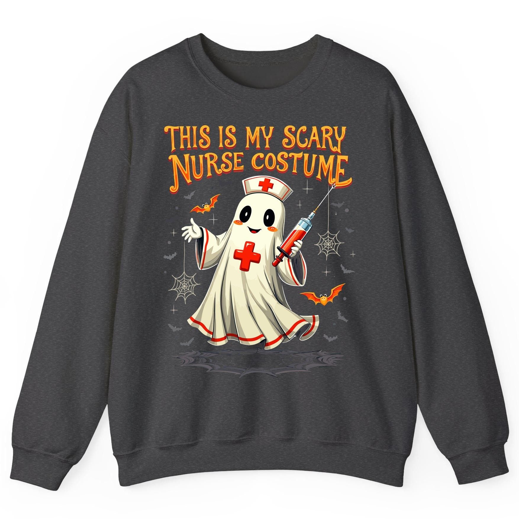 This Is My Scary Nurse Costume Halloween ghost nurse Sweatshirt Dark Heather product mockup