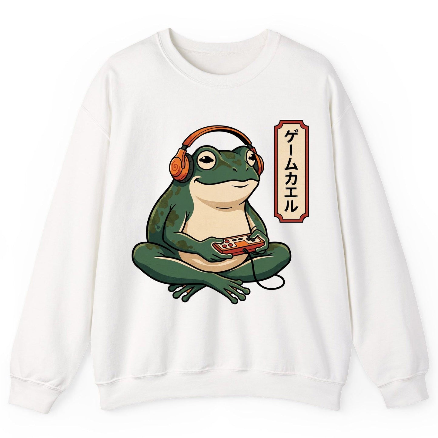 ゲームカエル gamer frog Sweatshirt White product mockup