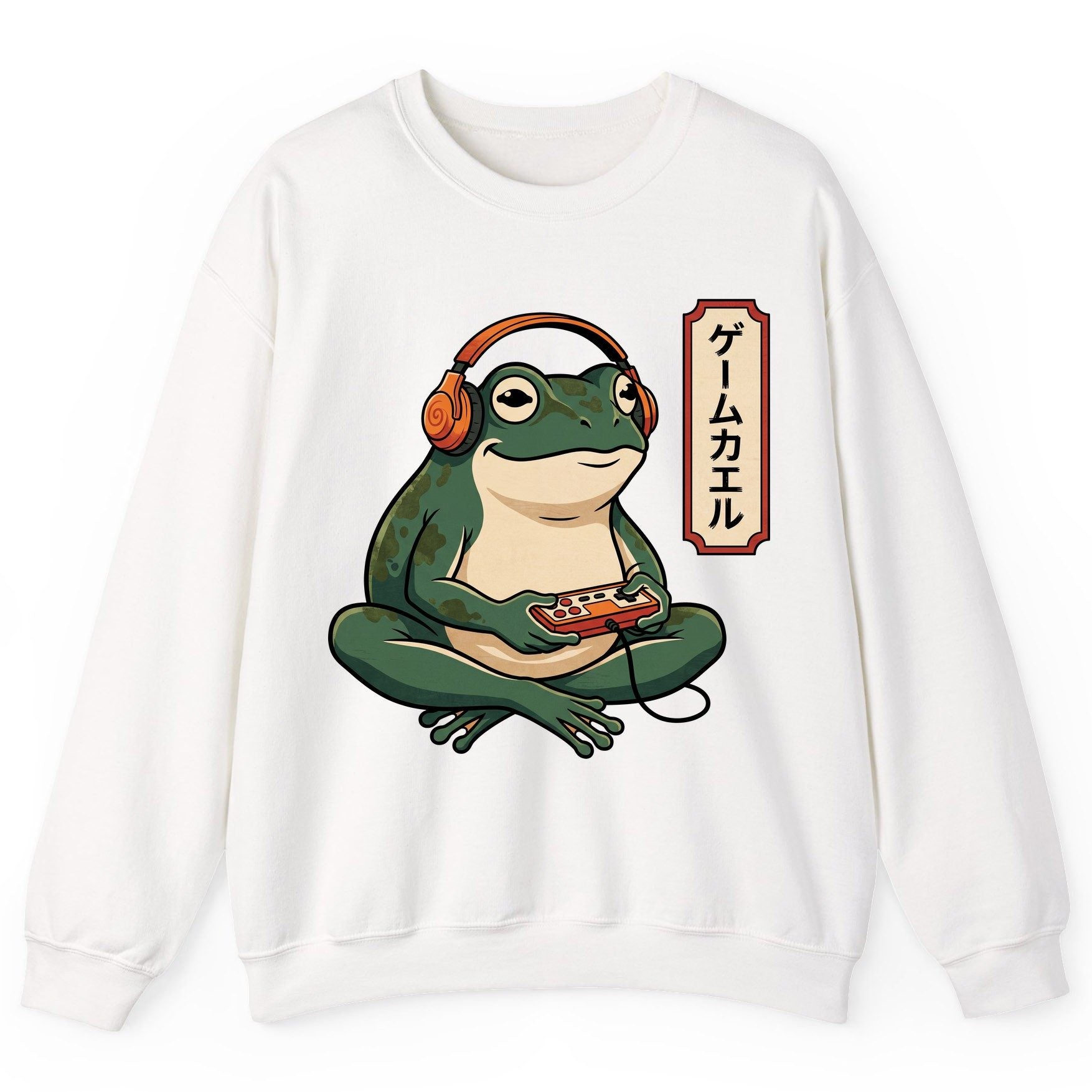 ゲームカエル gamer frog Sweatshirt White product mockup