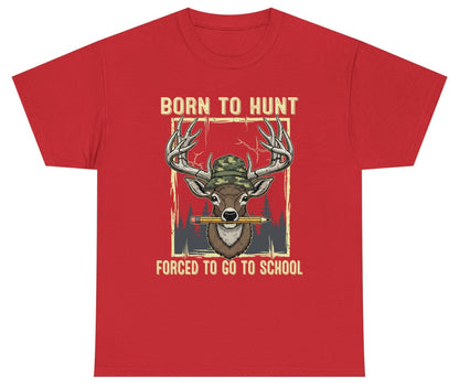 Born to Hunt Forced to Go to School hunting Youth T-Shirt Red product mockup