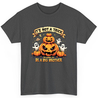 It's Not a Trick I'm Going to Be a Big Brother Halloween pregnancy announcement T-Shirt Dark Heather product mockup