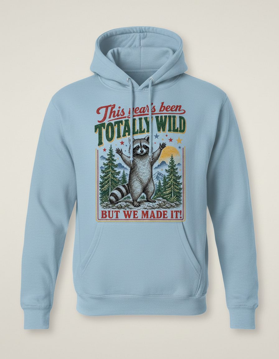 Totally Wild Raccoon Funny Animal Lovers Hoodie - product mockup - Light Blue