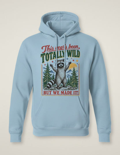 Totally Wild Raccoon Funny Animal Lovers Hoodie - product mockup - Light Blue