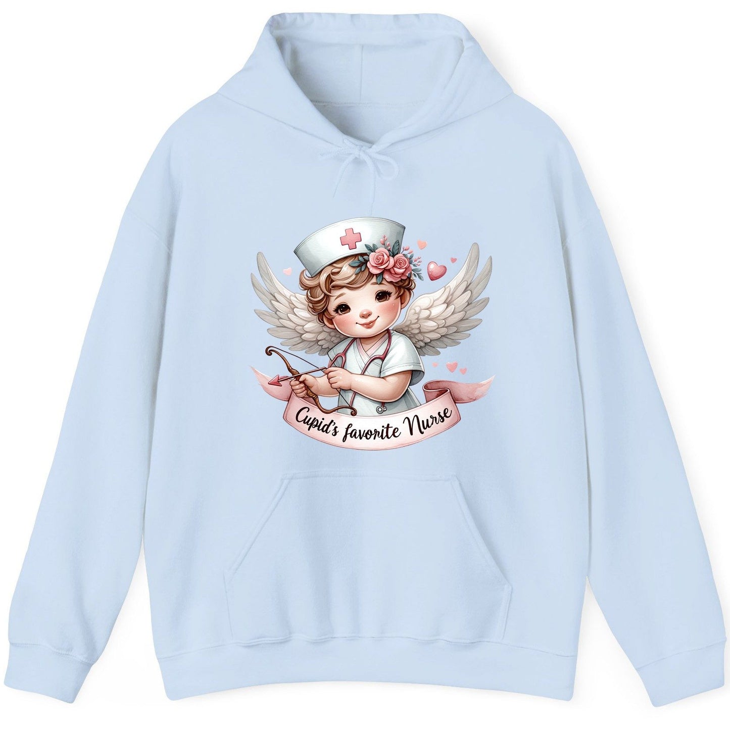 Cupid's Favorite Nurse cupid nurse Hoodie Light Blue product mockup