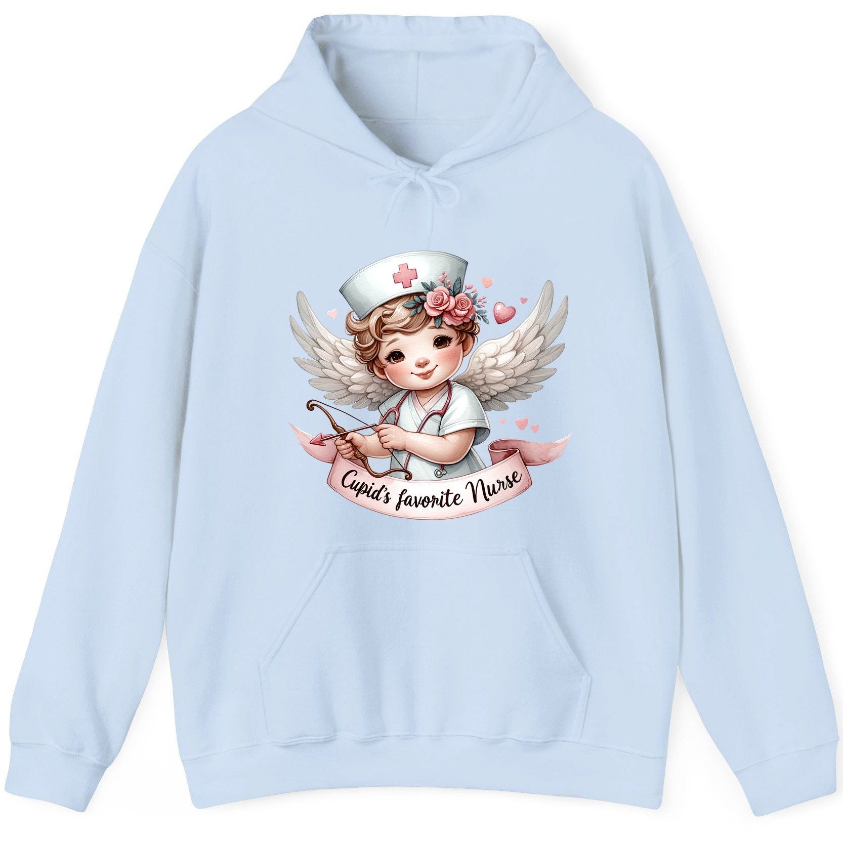Cupid's Favorite Nurse cupid nurse Hoodie Light Blue product mockup