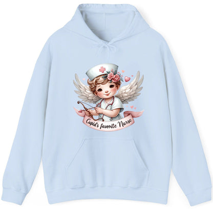 Cupid's Favorite Nurse cupid nurse Hoodie Light Blue product mockup