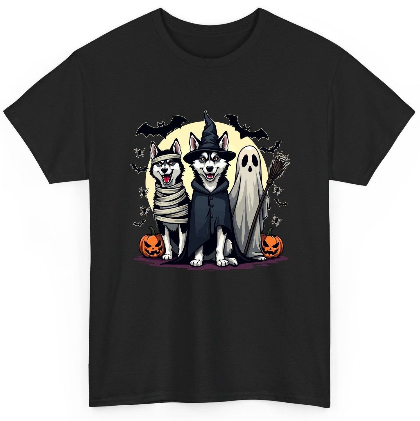 Halloween Huskies in Costumes Halloween huskies T-Shirt Black product mockup