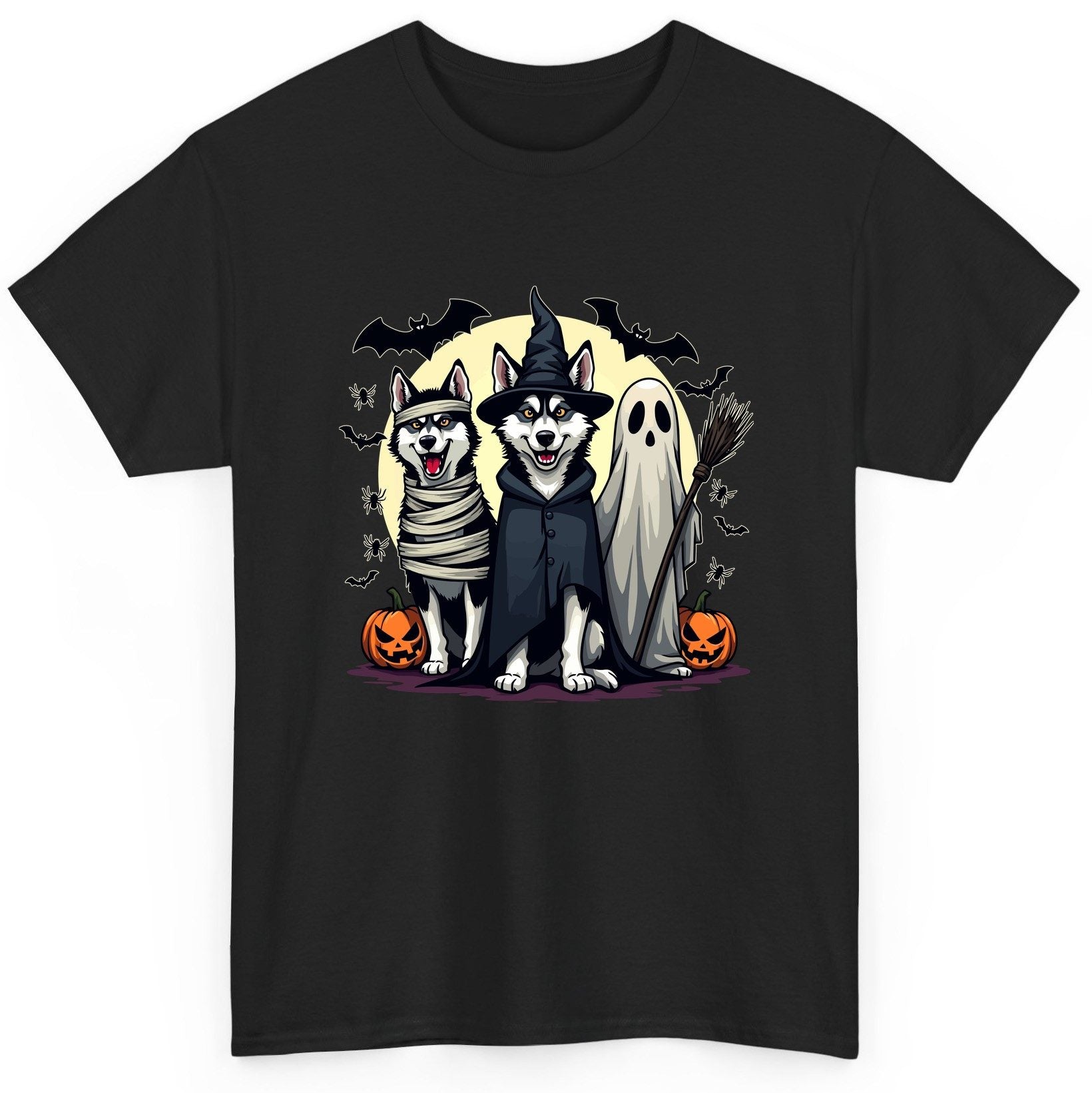 Halloween Huskies in Costumes Halloween huskies T-Shirt Black product mockup