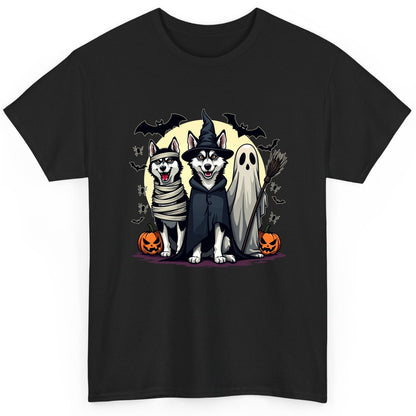 Halloween Huskies in Costumes Halloween huskies T-Shirt Black product mockup