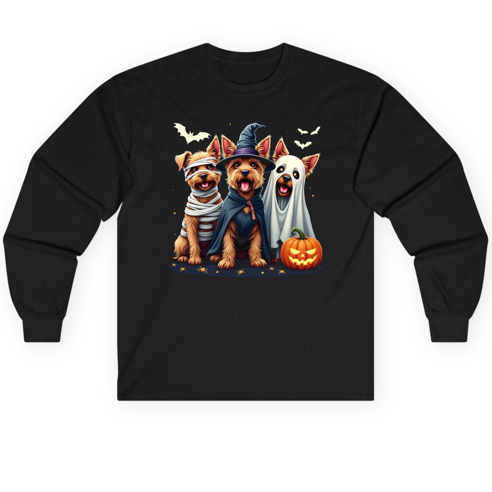 Cute Dogs Halloween Costumes dogs in Halloween costumes Long Sleeve Tee Black product mockup