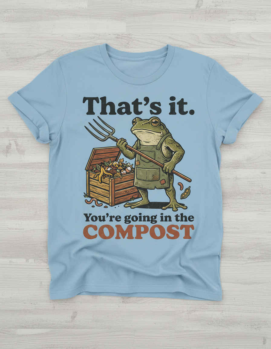 That's It You're Going In The Compost Frog T-Shirt - Light Blue