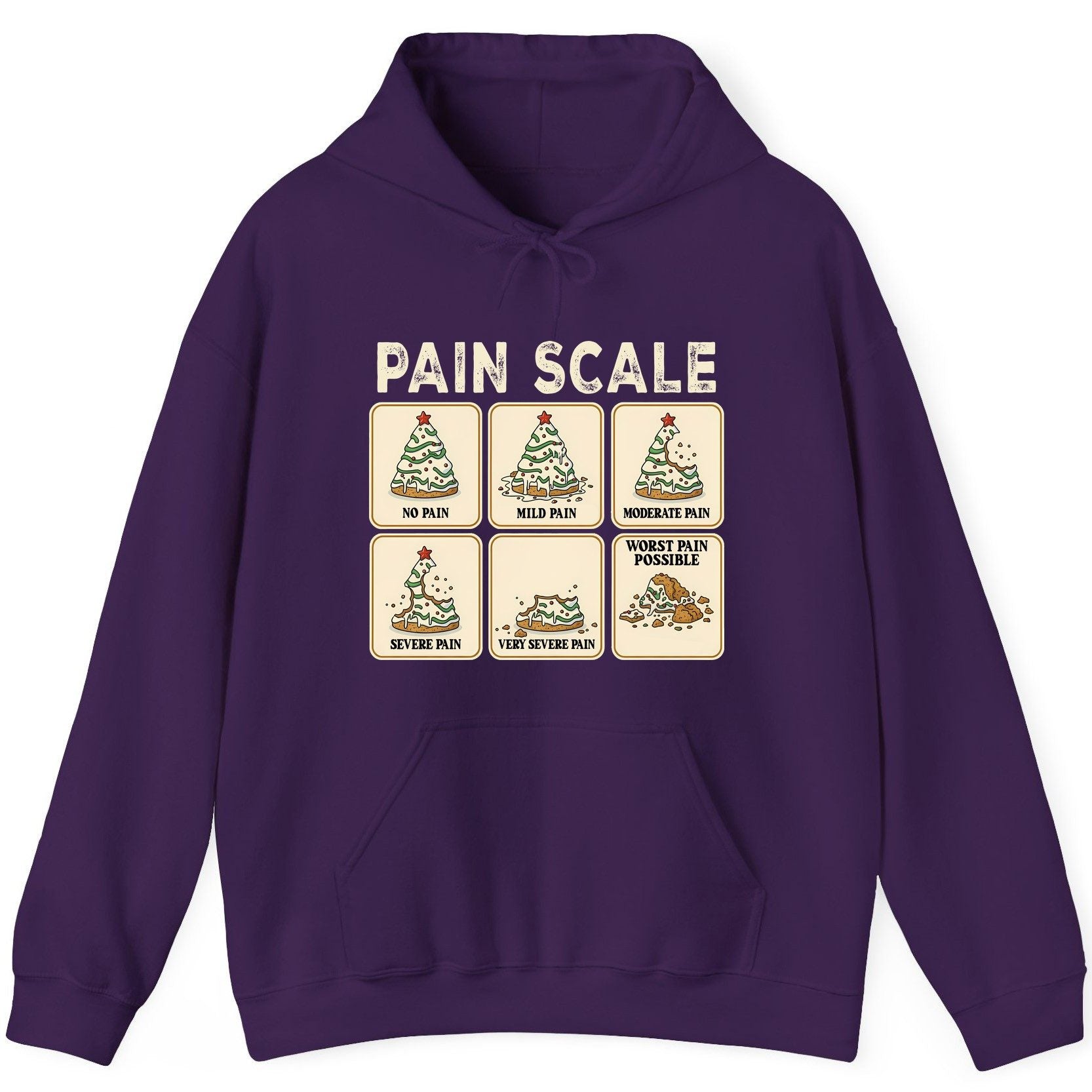 Pain Scale Christmas cookie pain scale Hoodie Purple product mockup