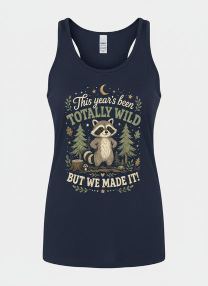 Totally Wild Raccoon Funny Animal Lovers Tank Top - product mockup - Navy