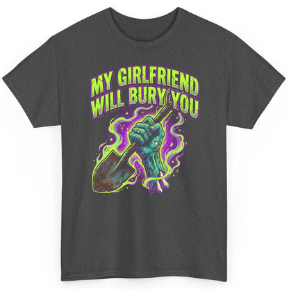 My Girlfriend Will Bury You zombie T-Shirt Dark Heather product mockup