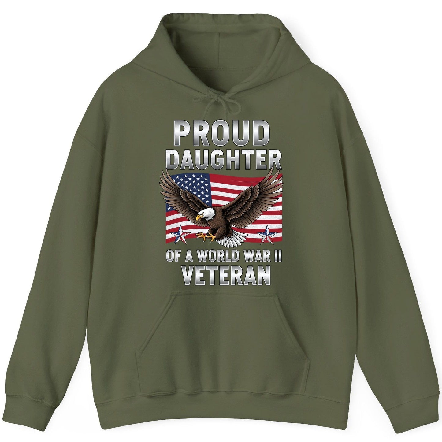 Proud Daughter of a World War Ii Veteran wwii veteran family Hoodie Military Green product mockup