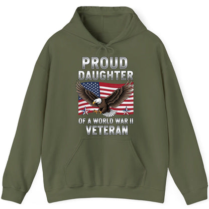 Proud Daughter of a World War Ii Veteran wwii veteran family Hoodie Military Green product mockup